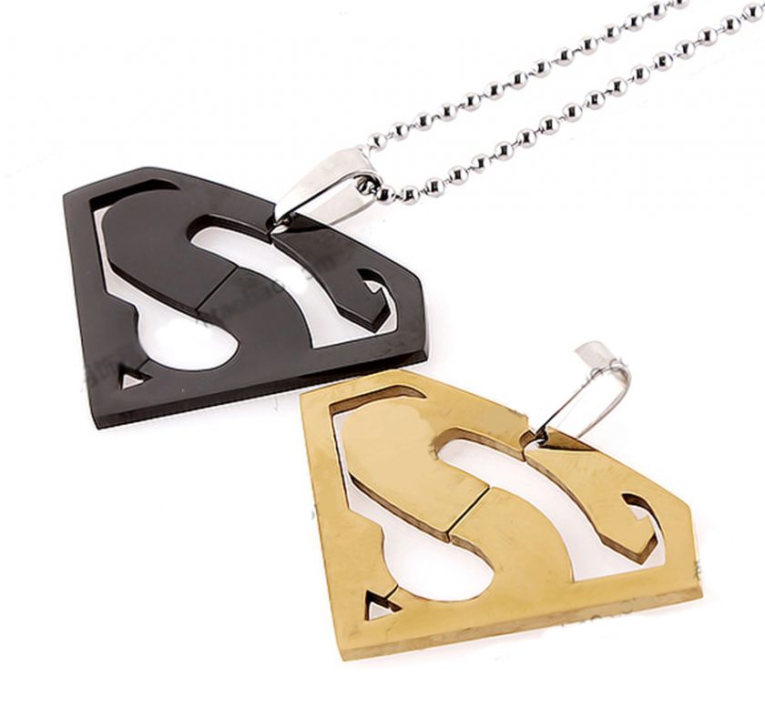   Steel Superman Symbol Pendant Black Gold Silver Superman Mens Pendant