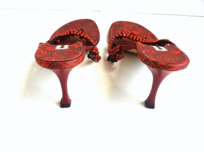 Manolo Blahnik Red Size 41/11 Beaded Sandals  