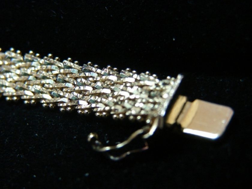 Solid .925 Fine Silver Gold Gilt Sterling Bracelet Mesh Link Free 