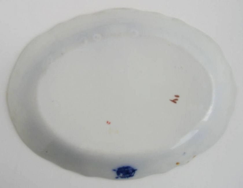 Blurred Mark, Flow Blue, Polychrome Oval Platter  