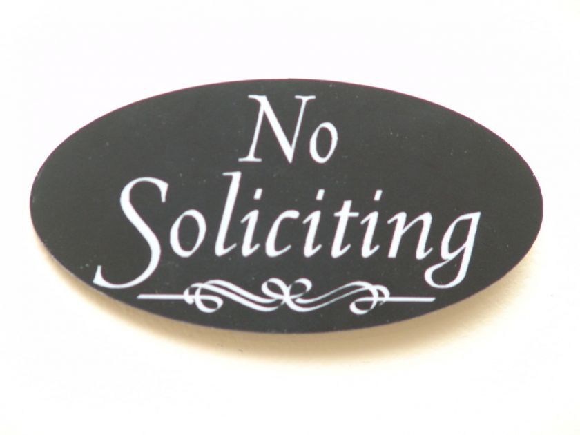 No Soliciting Front Door Home Plaque Many Colors Sign  