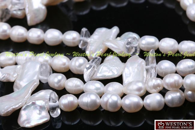 100 LONG NATURAL WHITE BIWA FRESHWATER PEARL NECKLACE  