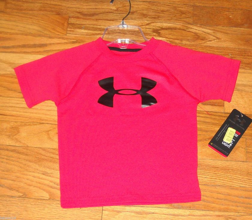 Under Armour Boys Red Black Logo SS Shirt 2T, 3T NWT  