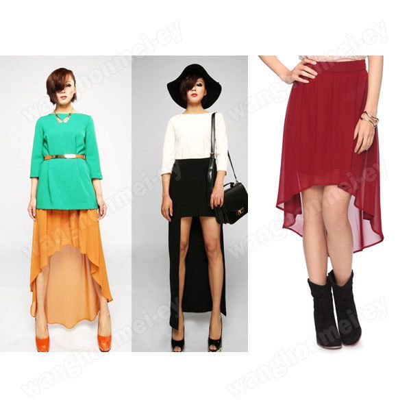   Retro Split Asymmetric irregular Chiffon swallowtail Maxi dress skirts