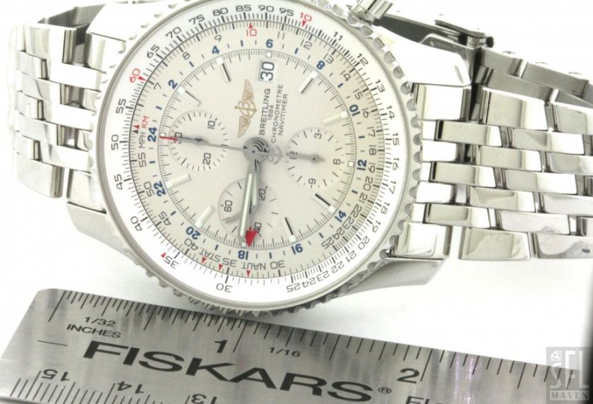 BREITLING SS NAVITIMER WORLD GMT AUTOMATIC CHRONOGRAPH MENS WATCH NEW 