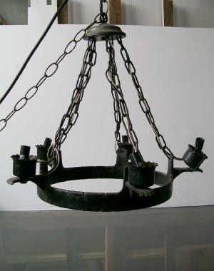 Black Cast Iron 5 Candle Hanging Light Fixture  