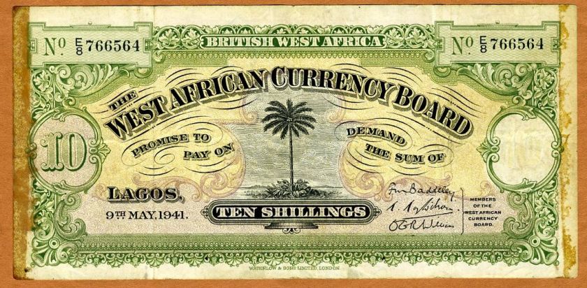 British West Africa, 10 shillings, 1941, P 7b, WWII  Military History 