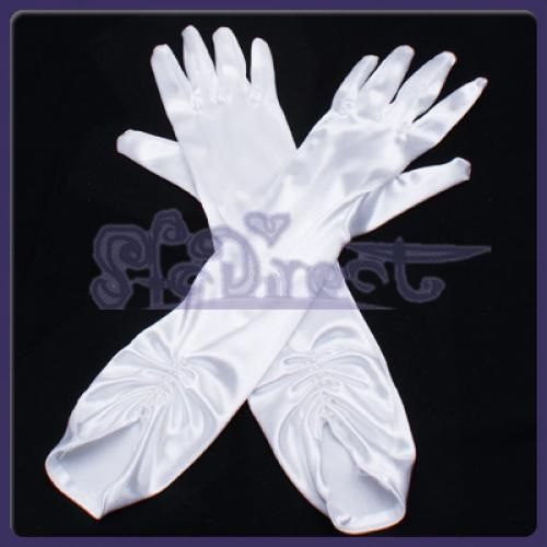 White Bridal Wedding Opera Prop Satin Stretch Glove NEW  