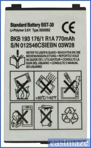 BST 30 Battery for Sony Ericsson J210i,K300i,T290i,T230  