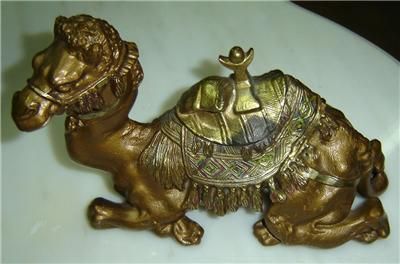 ANTIQUE STUNNING RARE CAMEL FIGURINE INKWELL  