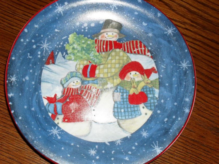 lot of 2 CHRISTMAS SNOWMAN PLATES 8 Studio 33  