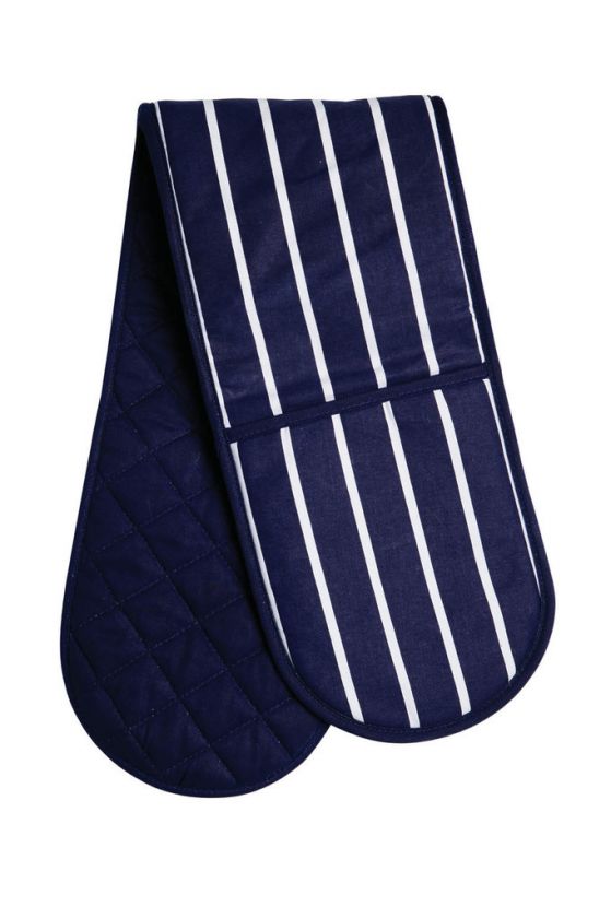 NAVY BUTCHER STRIPE SINGLE OVEN GLOVE 100% COTTON  