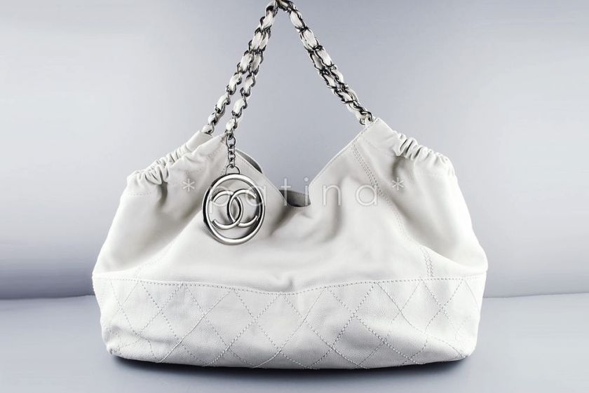 Chanel White Calfskin Coco Cabas Tote Bag  