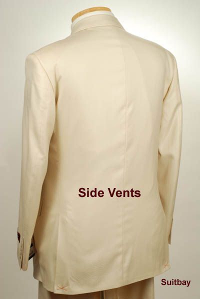 46R   STEVE HARVEY Dark Cream Silk & Wool Mens Suit H12  