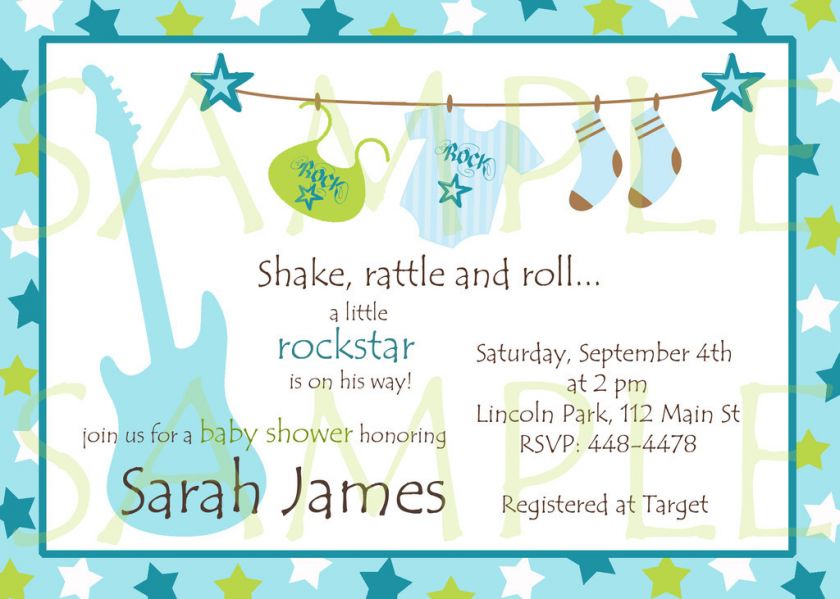 Rockstar Baby Shower Boy Guitar Invitations ROCK STAR  