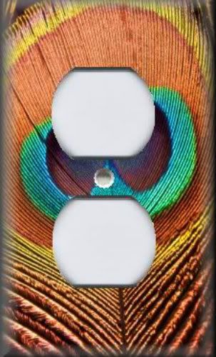 Light Switch Plate Cover Copper Peacock Feather  