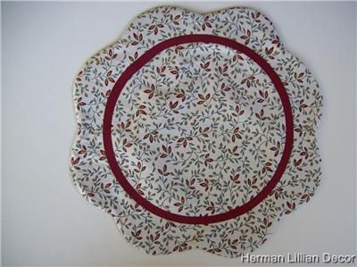 Cottage Vine Cotton Placemats Set of 4 15 Round Scalloped Edge 