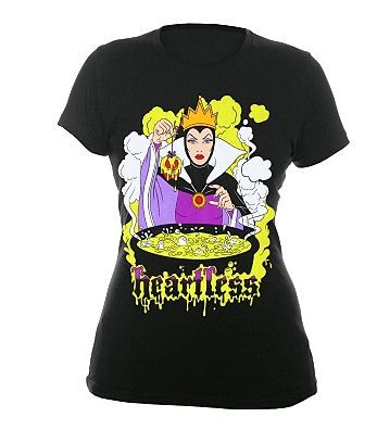 DISNEY~ SNOW WHITE EVIL QUEEN HEARTLESS BLACK SHIRT  