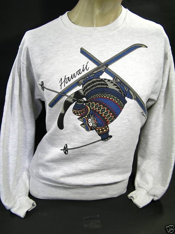 vtg B. KLIBAN CATS SKI HAWAII SKIING gray sweatshirt XS  