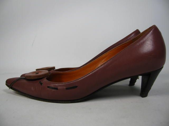 AUTRE CHOSE Mauve Leather Button Heels Pumps SZ 36  