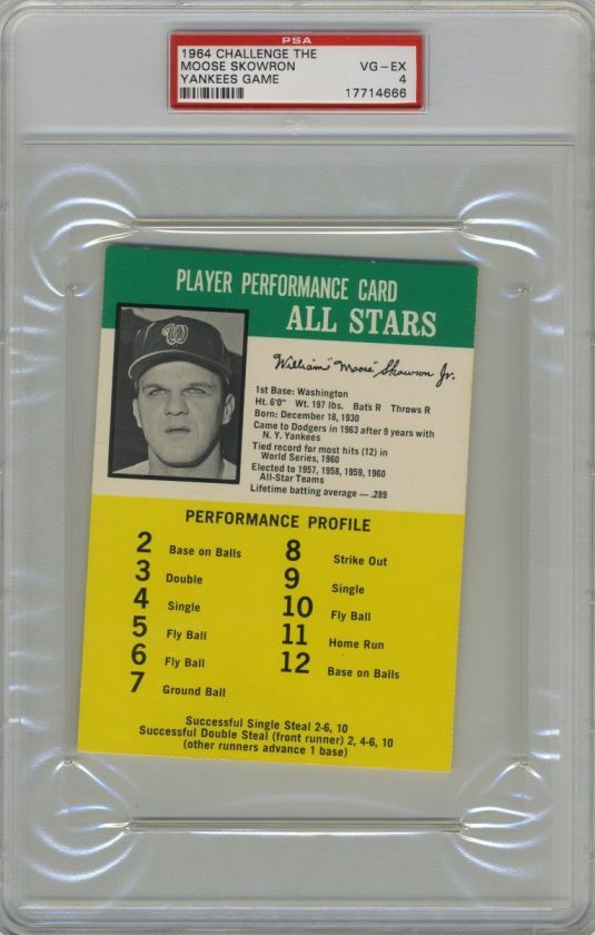 1964 Challenge The Yankees Game   Moose SKOWRON   PSA 4 VG/EX  