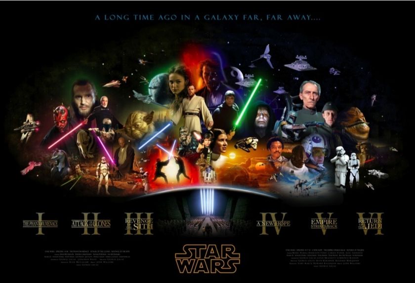 STAR WARS Movie Poster Saga Jedi Sith Empire Darkside Clones   