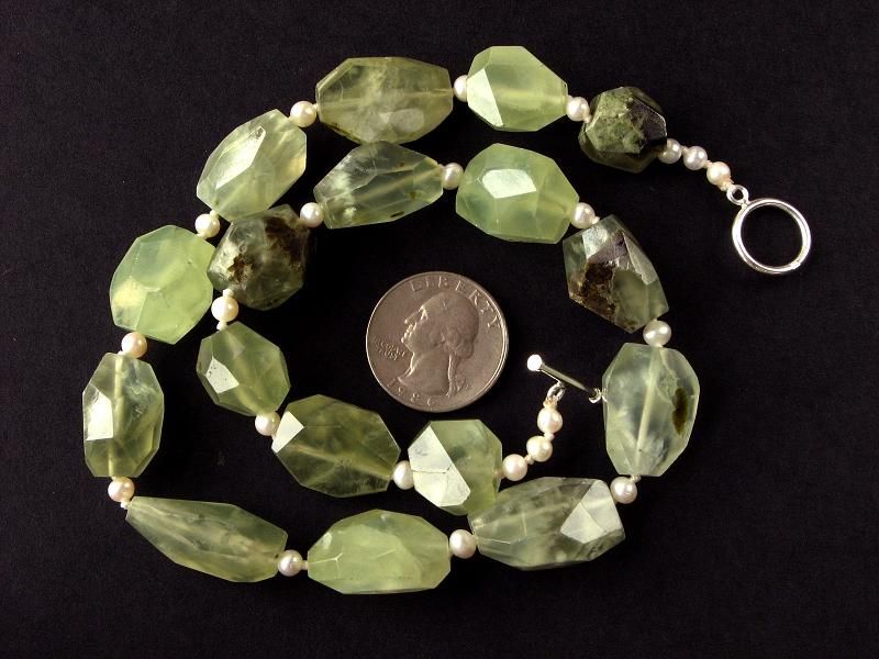 Necklace Green Garnet Large 23mm Facet Chunks 925  