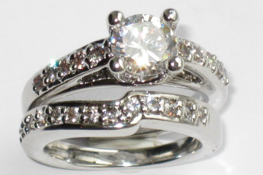 WEDDING ENGAG 3.65CT SIMULATED DIAMOND RINGS SET R1064  