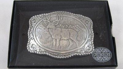 Crumrine DEER Western Belt Buckle Antique Silver buck  