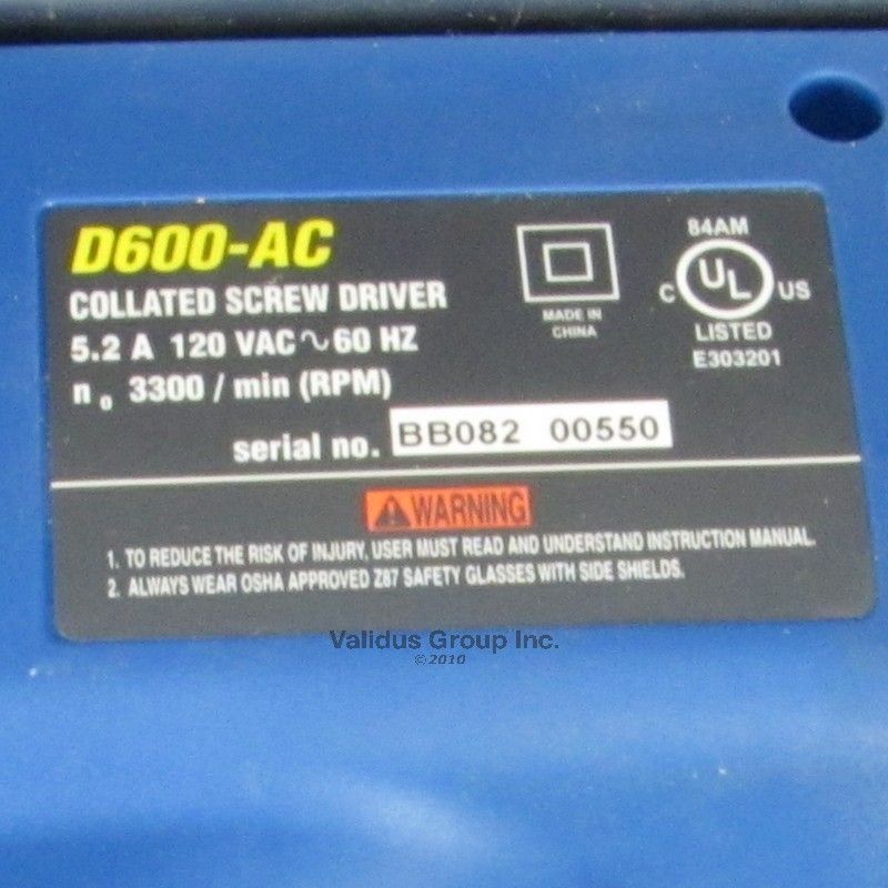 TYREX D600 AC CORDED COLLATED AUTOFEED SCREWDRIVER  