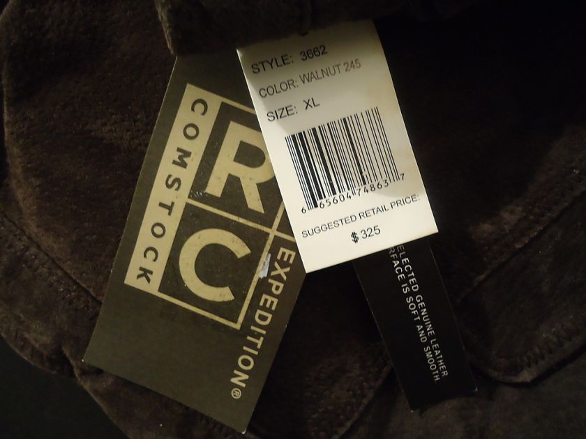 ROBERT COMSTOCK WALNUMT GENUINE LEATHER FAUX FUR COAT SZ XL RP$325 