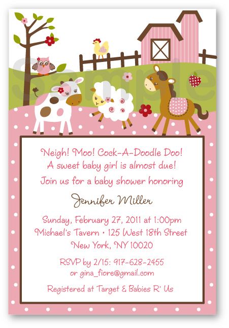 Abbys Farm Animal Baby Shower Invitation Printable  