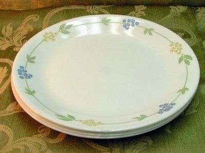 Secret Garden by Corning Corelle LOT 4 DINNER PLATES blue yellow 