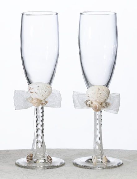 Seashell Beach Wedding Toasting Glasses Flutes  