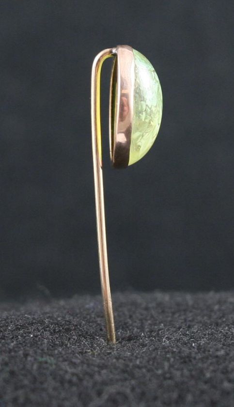 NEAT AMERICAN 10K GOLD & GREEN STONE STICKPIN c1910  