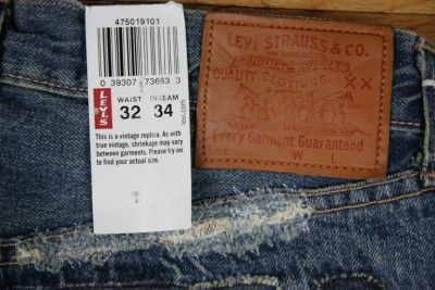 Levis LVC Big E Scorched 1947 501 # 475019101 29X30.5  