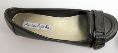 AMERICAN EAGLE Deep Brown Buckle Detail Flats * womens 8 *NWOT*  