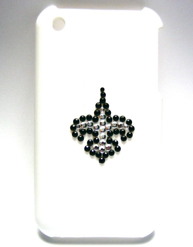 iPhone 3G S White CaseSilverSaints Crystal Fleur De Lis  