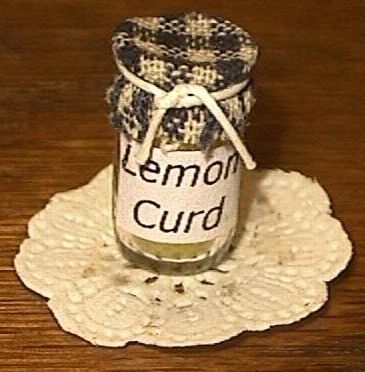 DOLLHOUSE MINIATURE COVERED GLASS JAR of LEMON CURD  