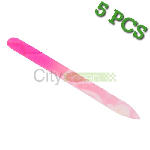    Glass Nail File 5.5 inch Salon Quality w Case Flower Style B  