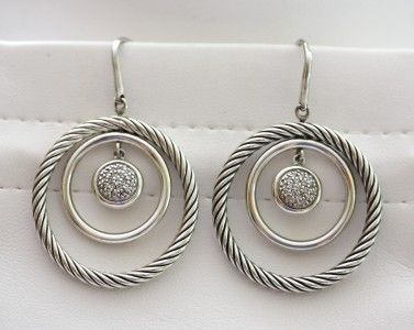 David Yurman Sterling Silver Large Mobile Diamond Earrings  