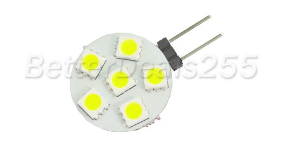 G4 6 5050 SMD LED Pure White Light Bulb Lamp Car Marine DC 12V