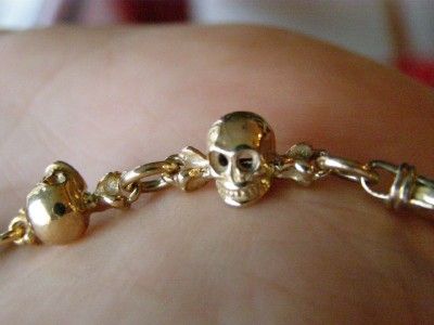 RRR Antique gold chain fob for pocket watch.10 skulls  