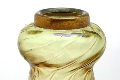 Art Nouveau C1900s, Kralik Irridescent Glass Vase   Golds/Pinks. 16cm 