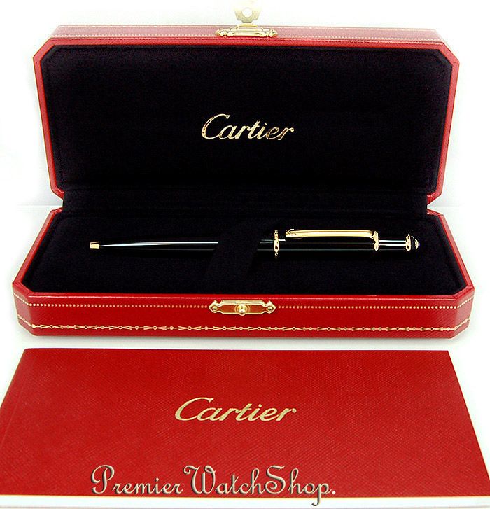 NEW DIABOLO DE CARTIER BLACK/GOLD ST180003 BALL POINT PEN  