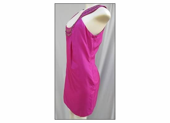 NEW Laundry Shelli Segal Pink Lustrous Silk Shift Dress w/ cutaway 