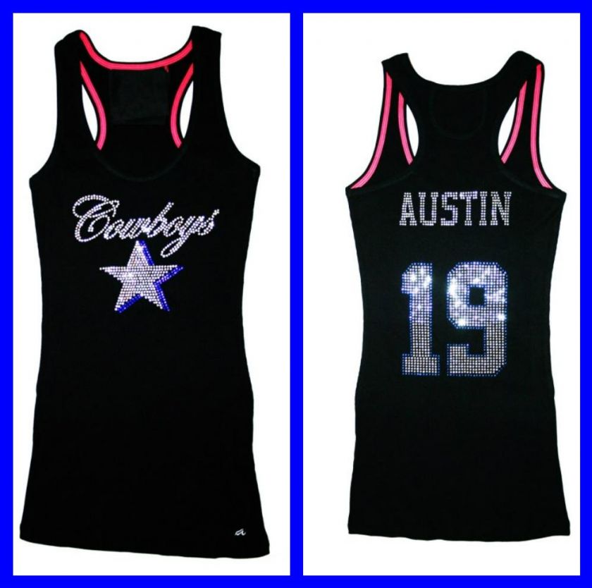 Dallas Cowboys Miles Austin Bling Jersey Tank Top Tee T Shirt Long 