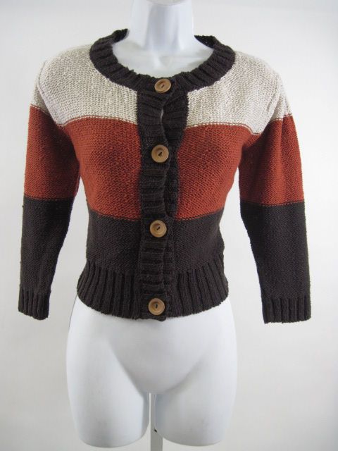 LILY MCNEAL Brown Knitted Cardigan Sweater Shirt Sz S  