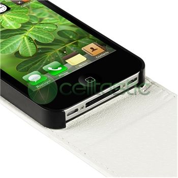 White Leather Case+Stylus Pen+Privacy Film For iPhone 4 s 4s 4th Gen 