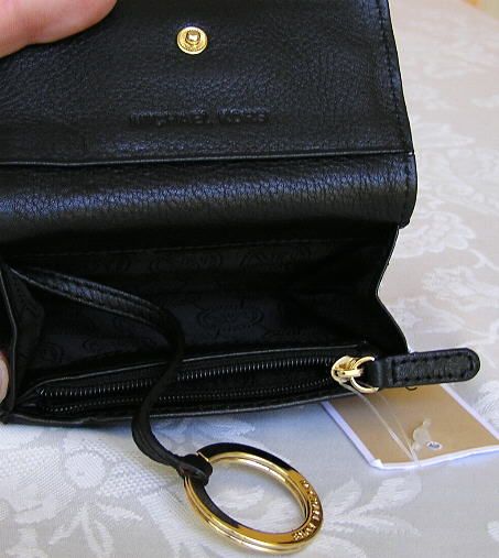 MICHAEL KORS JET SET LEATHER FLAP COIN PURSE WALLET BLACK NWT  